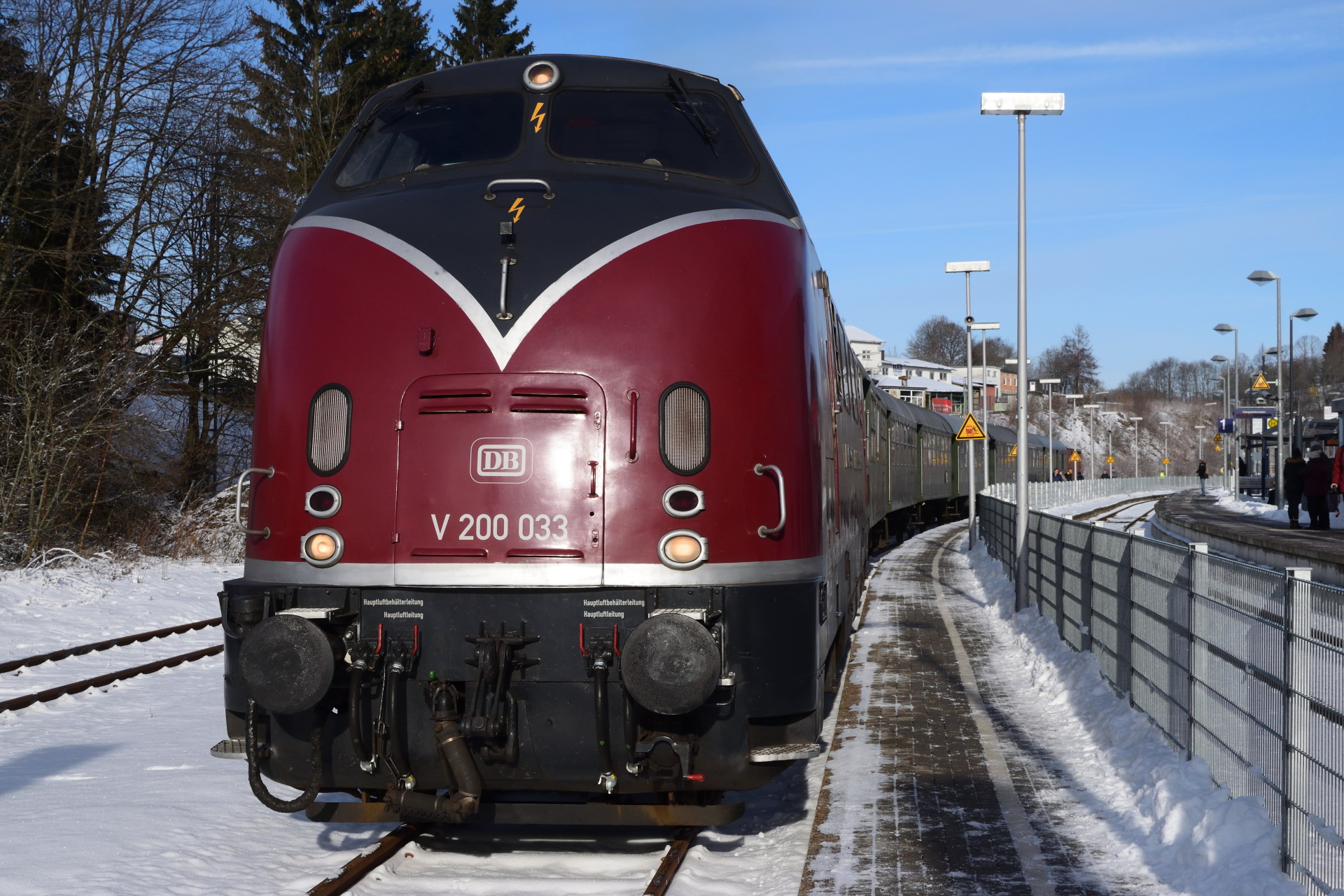 V200 033 am 19. Januar 2019 im Bahnhof Winterberg, Foto: Frank Strumberg